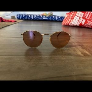 rayban round metal gold / rose gold reflective